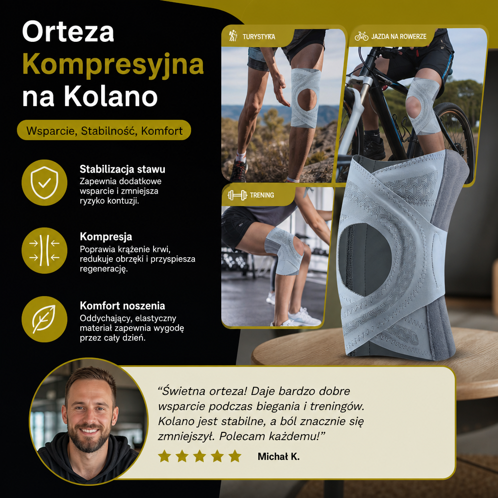 Regulowana Orteza Kompresyjna Na Kolano Z Krzyżowymi Pasami Do Sportu I Wsparcia Stawów