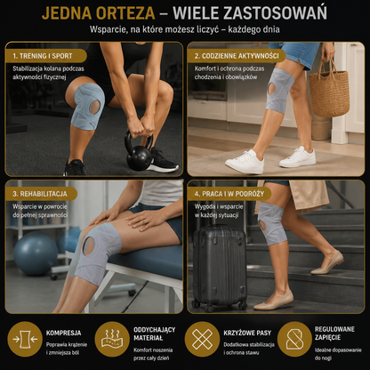 Regulowana Orteza Kompresyjna Na Kolano Z Krzyżowymi Pasami Do Sportu I Wsparcia Stawów