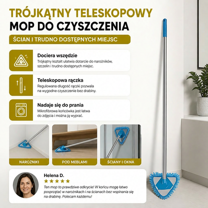 Trójkątny Teleskopowy Mop do Czyszczenia Ścian i Trudno Dostępnych Miejsc