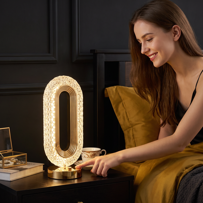 Ładowana Kryształowa Lampka Stołowa LED – Elegancka Nastrojowa Lampka Nocna