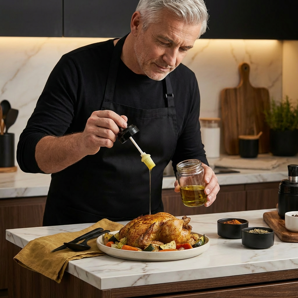 Słoik na przyprawy z łyżeczką i pędzelkiem – Praktyczny pojemnik kuchenny z akcesoriami