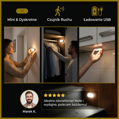 Inteligentna Lampka Nocna LED z Czujnikiem Ruchu – Mini, Bezprzewodowa i Energooszczędna