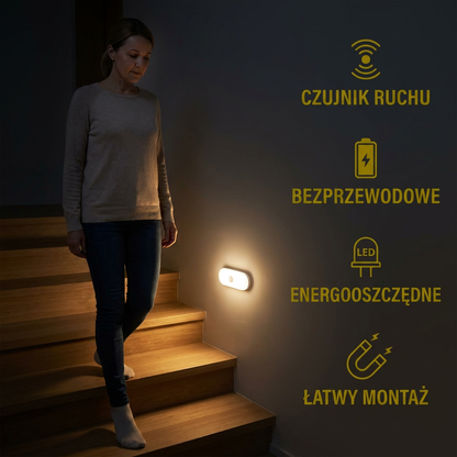 Inteligentna Lampka Nocna LED z Czujnikiem Ruchu – Mini, Bezprzewodowa i Energooszczędna