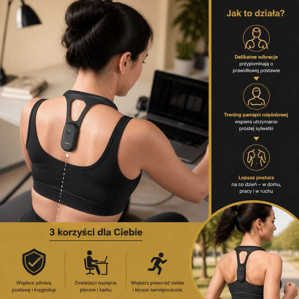 Ergonomiczny trener pleców i postawy wspierający zdrową postawę ciała na co dzień