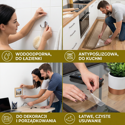 Przezroczysta taśma dwustronna – mocne trzymanie i czyste usuwanie