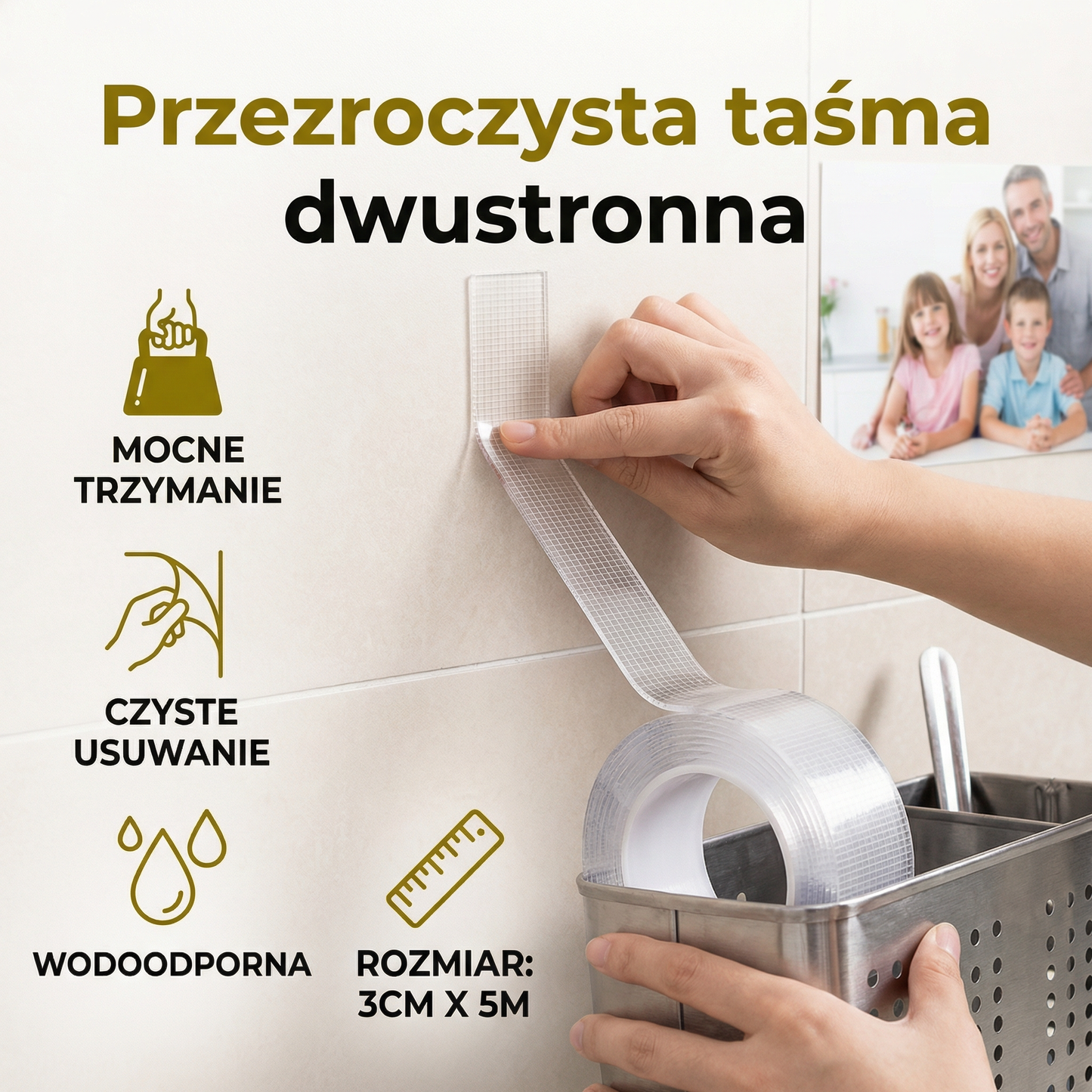 Przezroczysta taśma dwustronna – mocne trzymanie i czyste usuwanie
