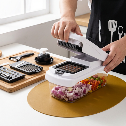 Wielofunkcyjna krajalnica do owoców i warzyw 15 w 1 – krojenie, siekanie i tarcie