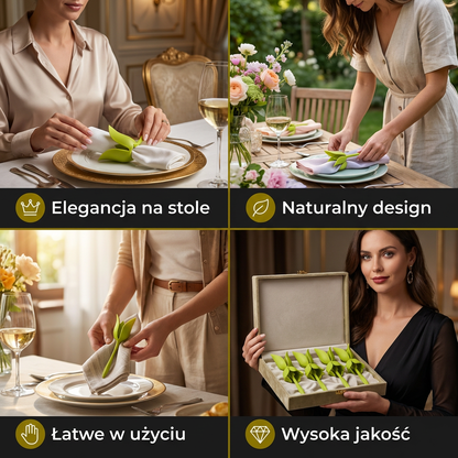 Zestaw pierścieni do serwetek w kształcie kwiatów – luksusowa dekoracja stołu (zestaw 6 sztuk)