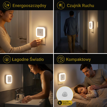 Zestaw lampek nocnych LED z czujnikiem – kompaktowy i energooszczędny