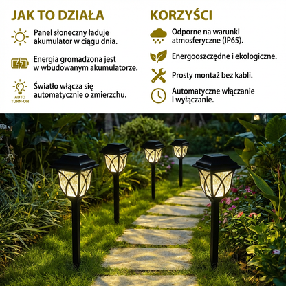 Solarne lampki LED do oświetlenia ścieżek – Wodoodporne oświetlenie ogrodowe do użytku na zewnątrz