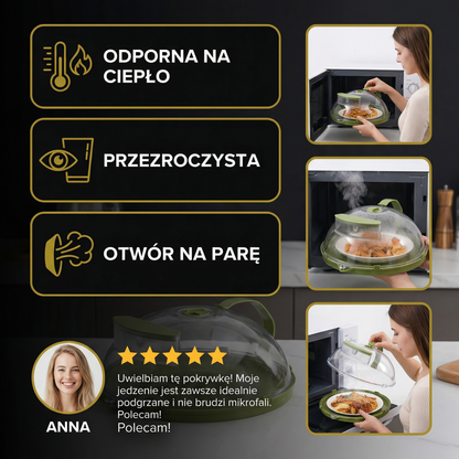 Pokrywa do Mikrofalówki – Odporna na Ciepło, Przezroczysta i z Otworem Parowym
