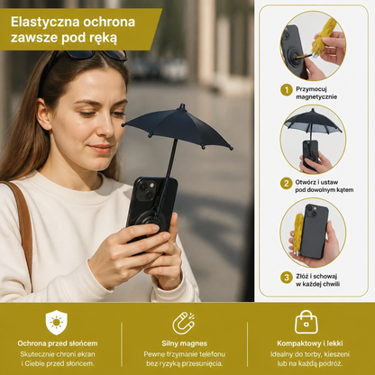 Magnetyczny Mini Daszek na Telefon – Rozsuwany Uchwyt do Elastycznej Ochrony przed Słońcem w Ruchu