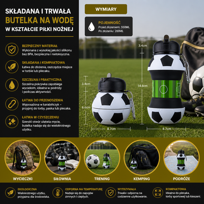 Foldable & Durable Silicone Football Water Bottle