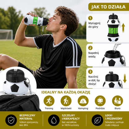 Foldable & Durable Silicone Football Water Bottle