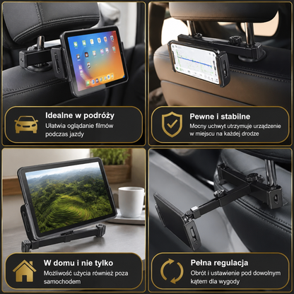 Obrotowy Uchwyt 360° Na Tablet Do Zagłówka Samochodowego – Uchwyt Na Tablet Na Tylne Siedzenie