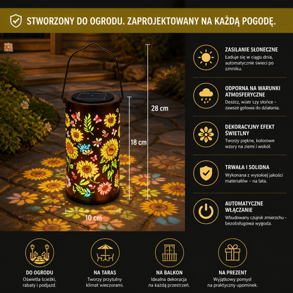 Solarna Latarnia Ze Słonecznikiem – Wodoodporna Lampa Ogrodowa Do Użytku Na Zewnątrz