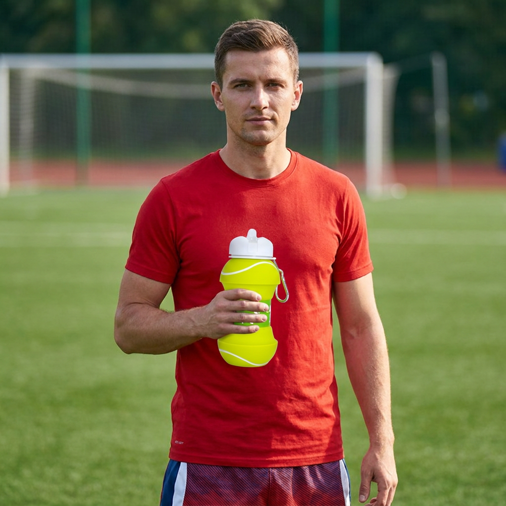 Foldable & Durable Silicone Football Water Bottle