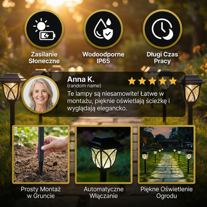 Solarne lampki LED do oświetlenia ścieżek – Wodoodporne oświetlenie ogrodowe do użytku na zewnątrz