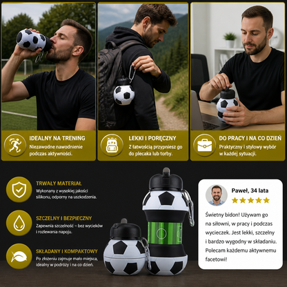 Foldable & Durable Silicone Football Water Bottle