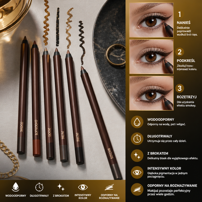 Wodoodporny eyeliner w żelu z brokatem – trwały, odporny na rozmazywanie kolor