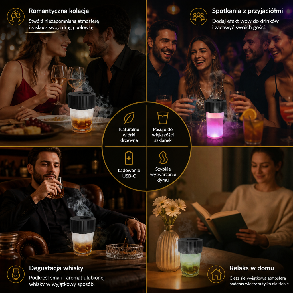 Zestaw Elektrycznego Smokera Do Koktajli Z Funkcją Ładowania
