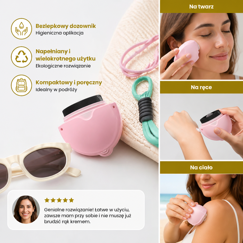 Napełniany roller do kremu przeciwsłonecznego – Bezlepkowy dozownik lotionu