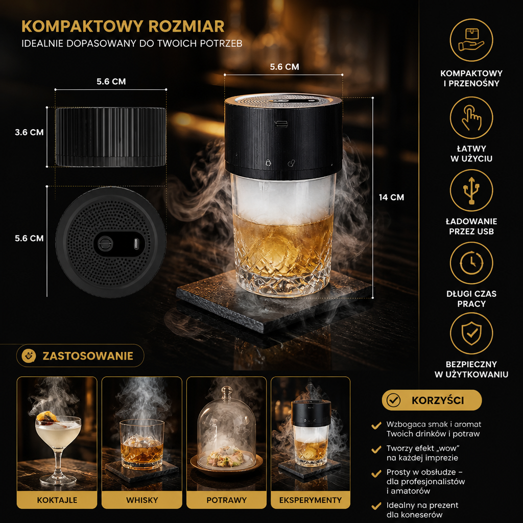 Zestaw Elektrycznego Smokera Do Koktajli Z Funkcją Ładowania