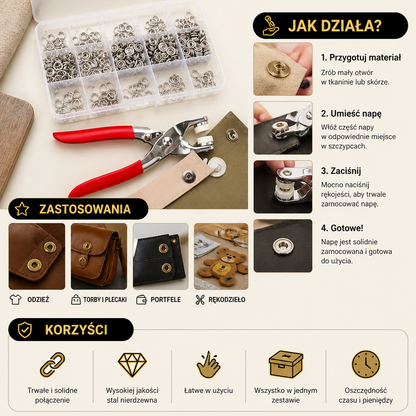 Zestaw Szczypiec Do Naprawy Zatrzasków Ze Stali Nierdzewnej – Zestaw Metalowych Guzików Do Odzieży, Skóry I Rękodzieła