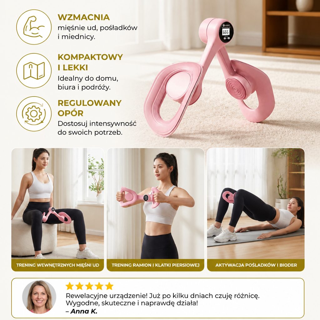 Regulowany trener mięśni ud i pośladków – Składane urządzenie fitness z oporem