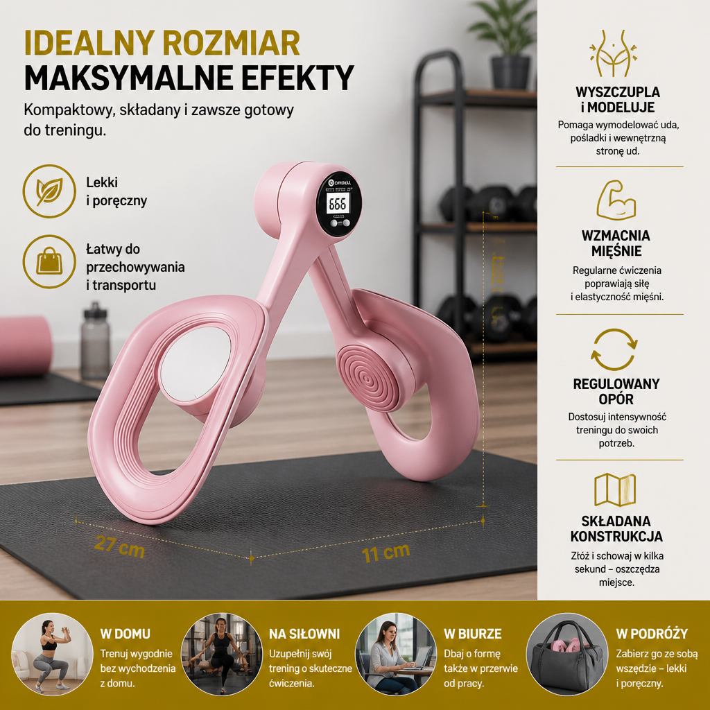 Regulowany trener mięśni ud i pośladków – Składane urządzenie fitness z oporem