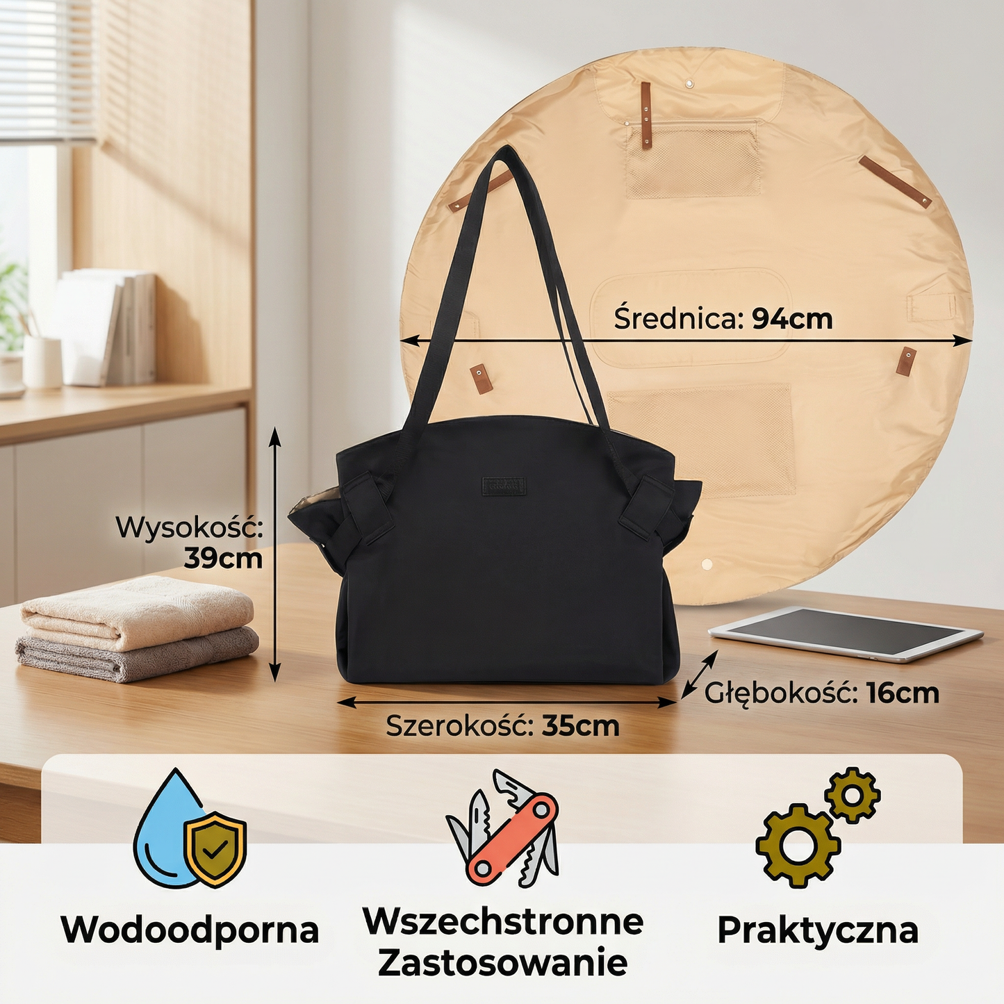 Duża składana torba organizer – praktyczna, wodoodporna i wszechstronne zastosowanie