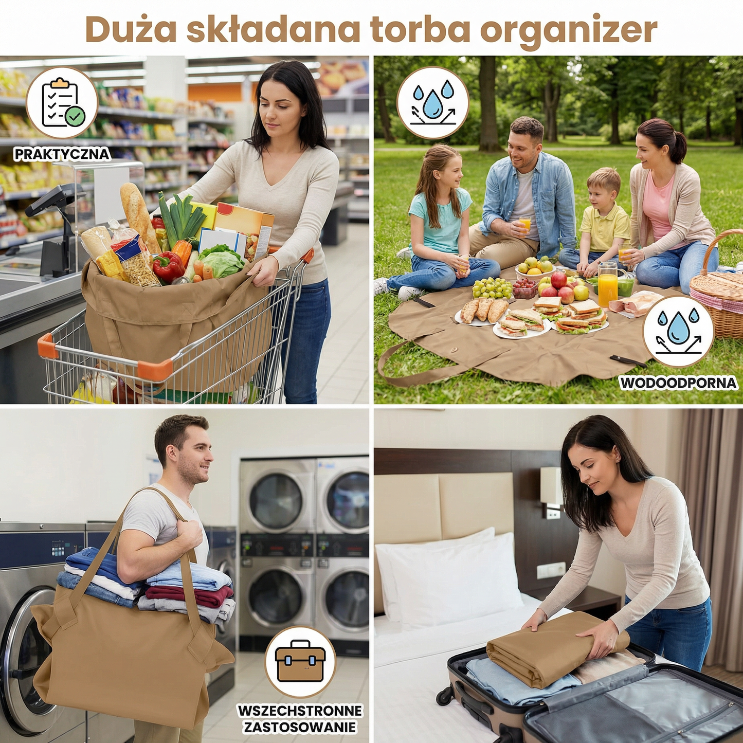 Duża składana torba organizer – praktyczna, wodoodporna i wszechstronne zastosowanie