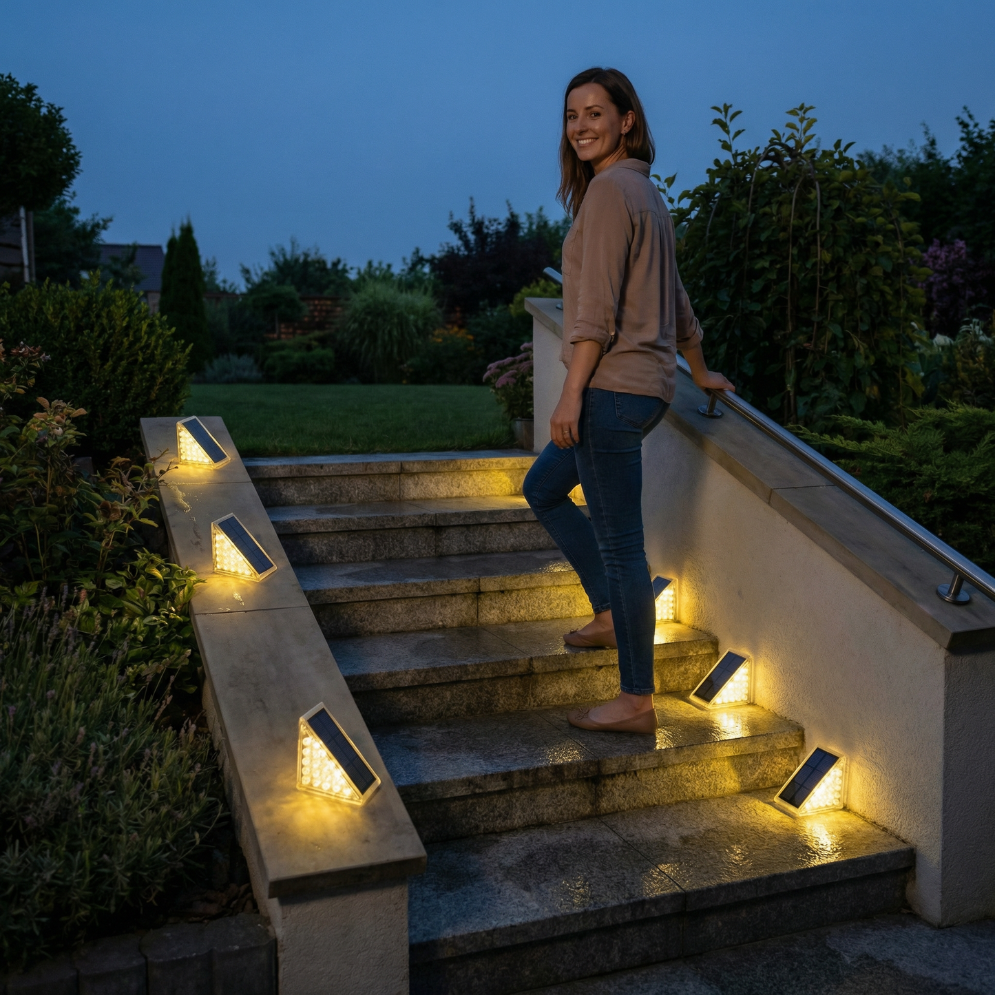 Solarne Lampki LED na Stopnie – Wodoodporne Oświetlenie Schodów i Ścieżek IP67
