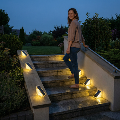 Solarne Lampki LED na Stopnie – Wodoodporne Oświetlenie Schodów i Ścieżek IP67