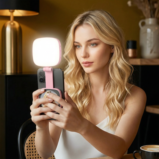 Magnetyczne LED Selfie & Beauty Światło do Smartfonów – Składane, Przenośne z Lusterkiem