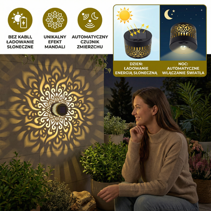 Solarna Lampa Ścienna LED Mandala – Zewnętrzne Oświetlenie Do Ogrodu, Ogrodzenia I Tarasu