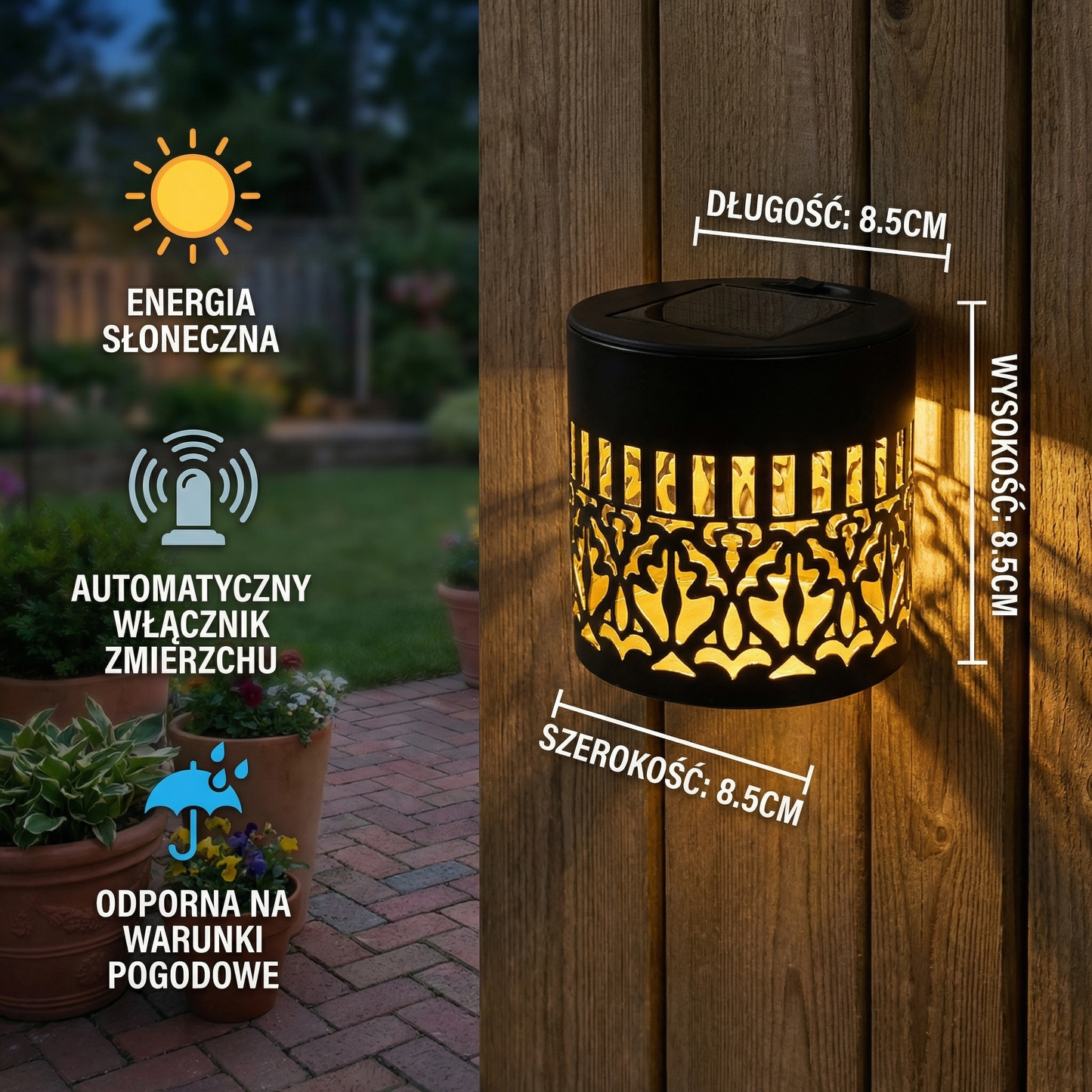 Solarna Lampa Ścienna LED Mandala – Zewnętrzne Oświetlenie Do Ogrodu, Ogrodzenia I Tarasu