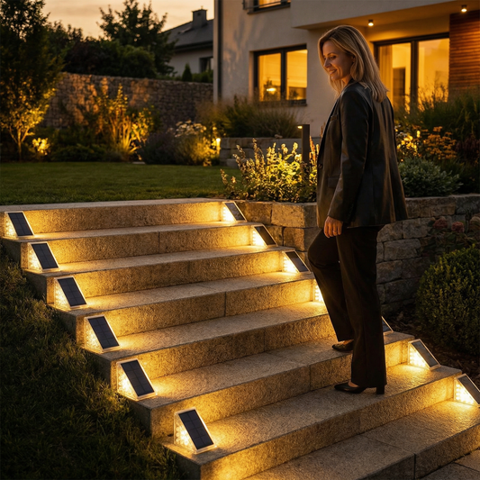 Solarne Lampki LED na Stopnie – Wodoodporne Oświetlenie Schodów i Ścieżek IP67