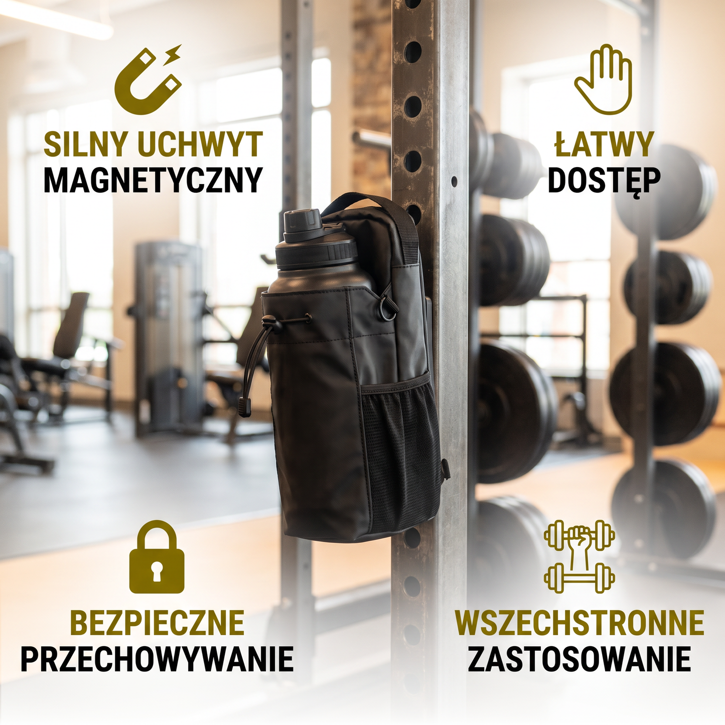 Magnetyczna Torba Na Butelkę Z Mocnym Uchwytem Do Siłowni I Aktywnego Użytkowania