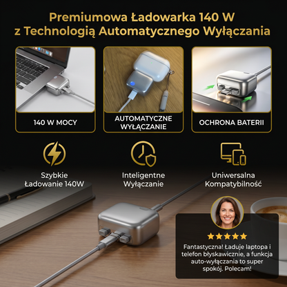 Premiumowa Ładowarka 140 W z Technologią Automatycznego Wyłączania