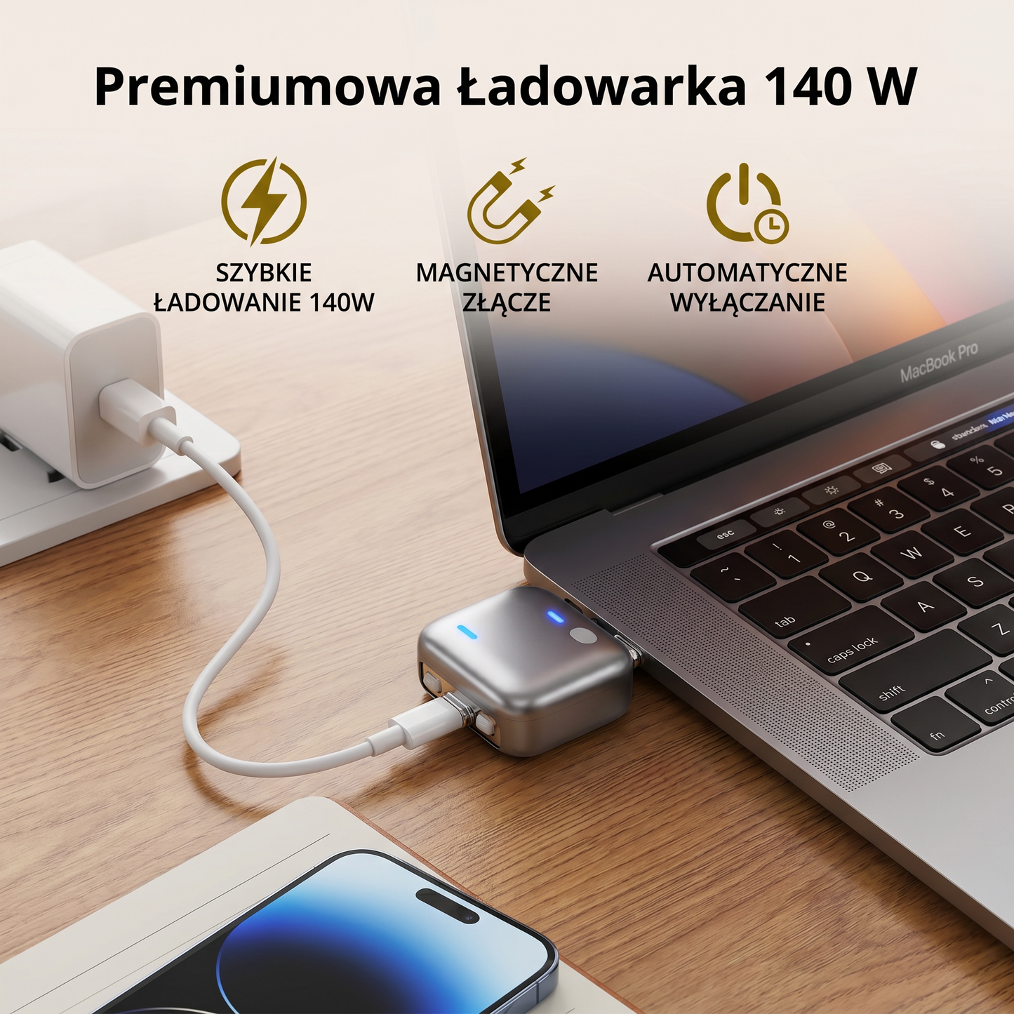 Premiumowa Ładowarka 140 W z Technologią Automatycznego Wyłączania