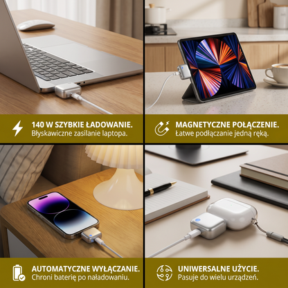 Premiumowa Ładowarka 140 W z Technologią Automatycznego Wyłączania