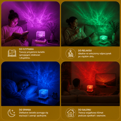 Projektor LED Efektu Zorzy Polarnej i Fal Morskich z 16 Kolorami i Pilotem Zdalnego Sterowania