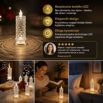 Bezpłomieniowa Lampa LED w Kształcie Świecy – Przytulne i Dekoracyjne Światło Stołowe