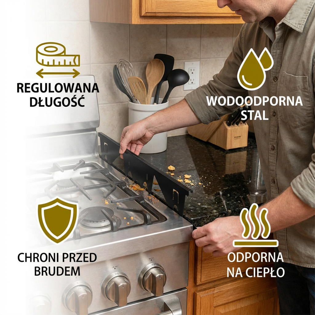 Rozszerzalna Osłona Szczeliny Kuchenki – Regulowana Osłona Do Blatów Kuchennych