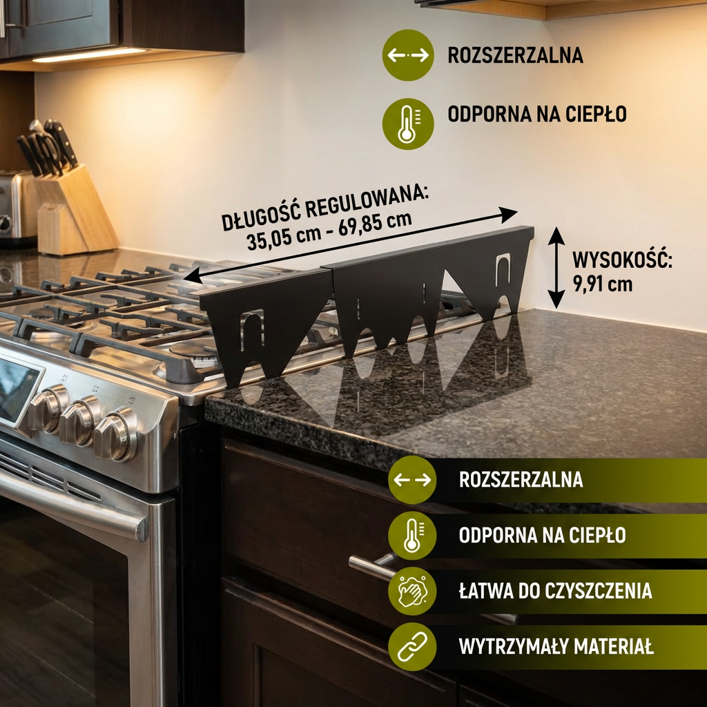 Rozszerzalna Osłona Szczeliny Kuchenki – Regulowana Osłona Do Blatów Kuchennych