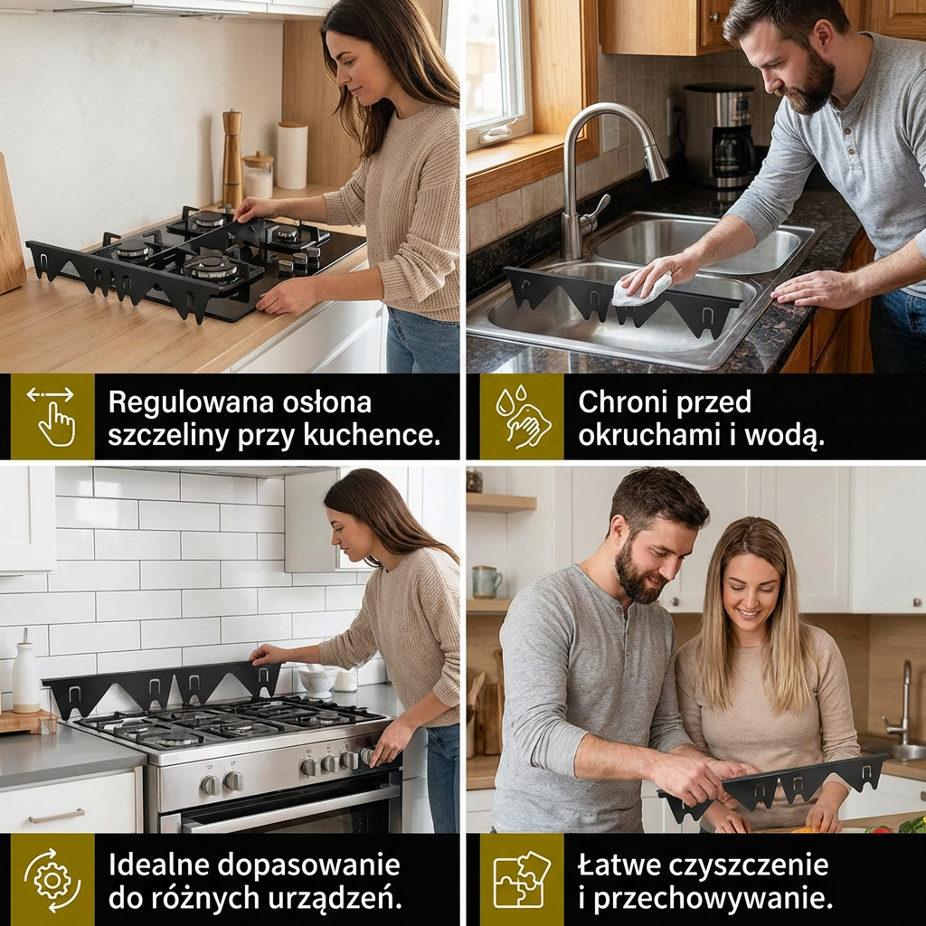 Rozszerzalna Osłona Szczeliny Kuchenki – Regulowana Osłona Do Blatów Kuchennych