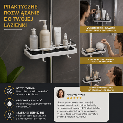 Łazienkowy Drążek Prysznicowy z Półką