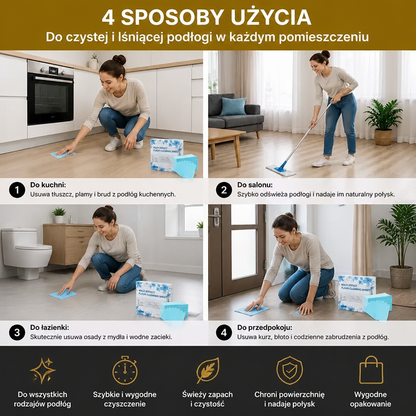 60 Sztuk Uniwersalnych Chusteczek do Czyszczenia Podłóg z Drewna, Płytek i Paneli Laminowanych