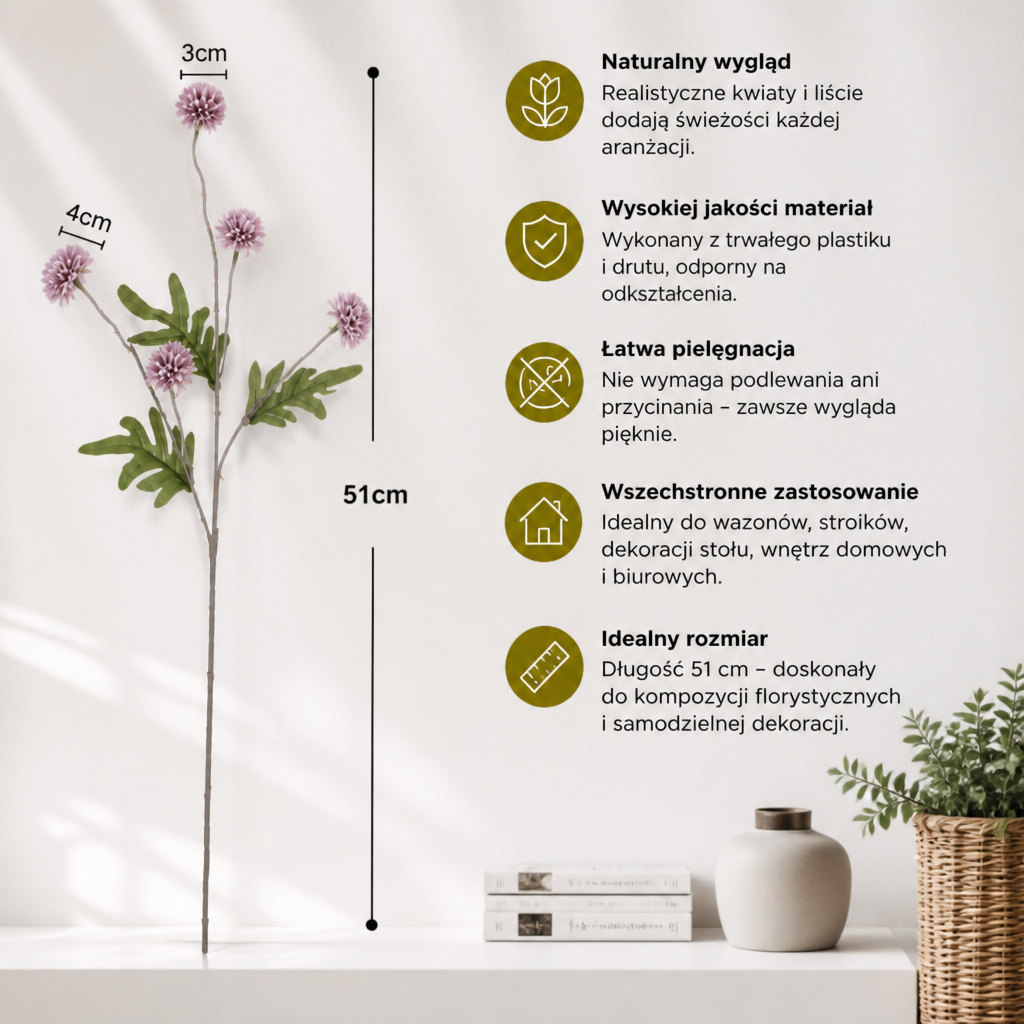Sztuczna Kompozycja Kwiatowa z Chryzantemami i Eukaliptusem